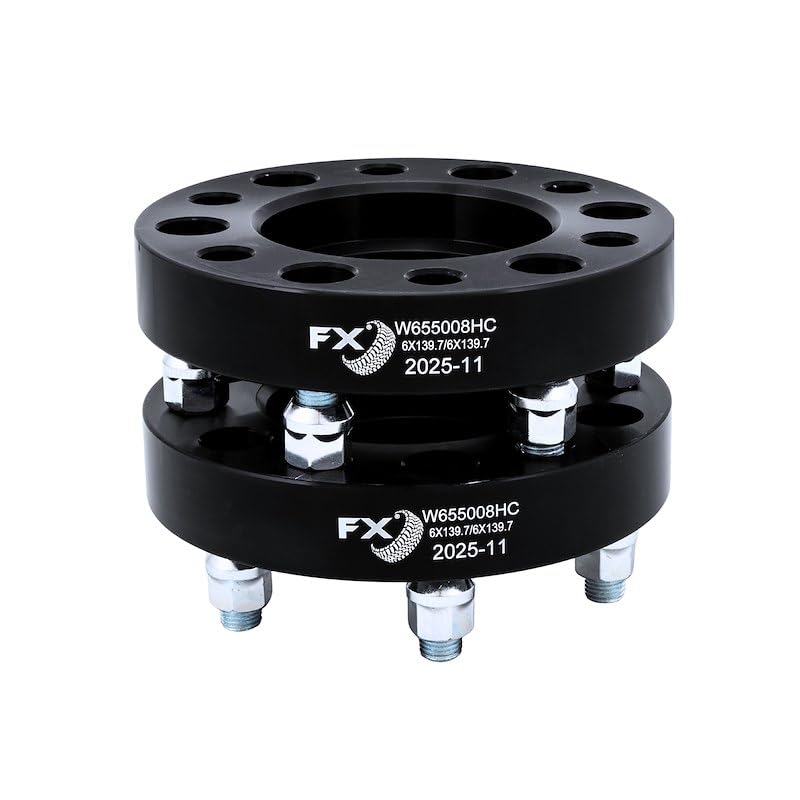 TRAILFX W655008HC Trailfx Wheel Spacer W655008HC, 6 x 5.50 Inch Bolt Pattern, 1.25 Inch Thickness, Wheel Stud Mount, 95 Millimeter Hub Size, Black, Aluminum, Set of 2, 12 Set of Bolts and Nuts, Hub Centric