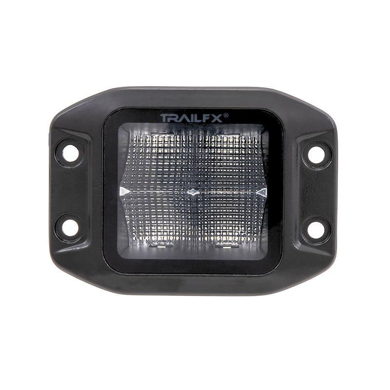 TRAILFX 2X2FMBKF1 Trailfx Driving/Fog Light 2X2FMBKF1, LED Bulb, 4 Clear LED 10 Watt Bulbs, 3 Inch Square, 90 Degree Flood Beam, Clear Lens, Bracket Mount, 4800 Raw Lumens/ 3320 Effective Lumens, Set Of 2