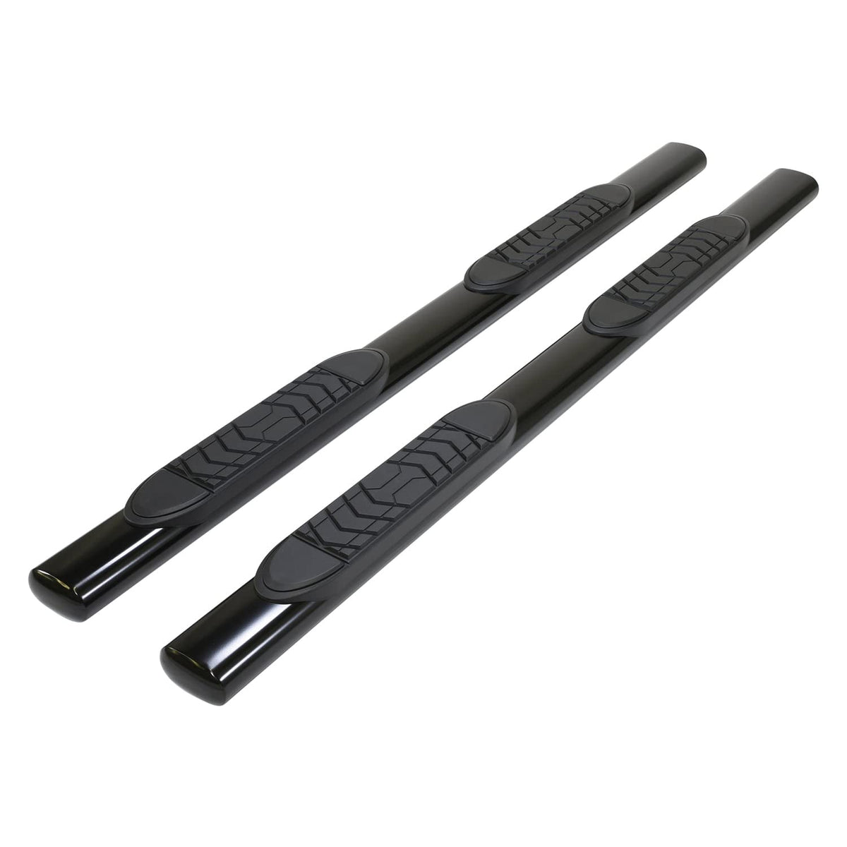 TRAILFX A7089B TrailFX Side Step Bars Fits 2023–2025 Chevy Silverado 1500 5 Inch Oval Straight Nerf Bars with Step Pads Black Semi-Gloss Powder-Coated Steel Rocker Panel Mount Set of 2 TrailFX A7089B