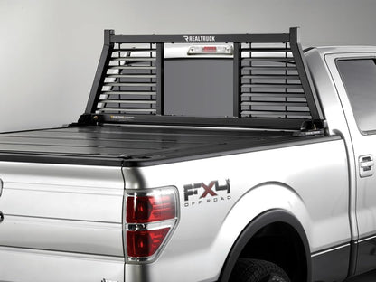 Backrack 148LV RealTruck BACKRACK Half Louvered Rack Frame Only – Black, No Drill – 148LV – 2001-2025 Chevrolet/GMC Silverado/Sierra 2500/3500HD; 2017-2025 Dodge RAM 1500/2500/3500; 2004-2025 Nissan Titan & Others