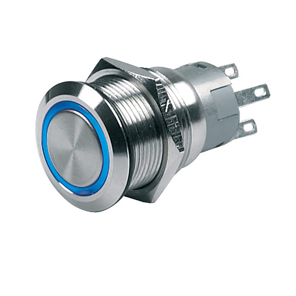BEP 80-511-0004-00 BEP Push-Button Switch 12V Momentary On/Off - Blue LED