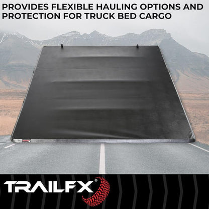 TRAILFX TFX1118 TrailFX Soft Tri-Fold Tonneau Cover Fits Chevrolet Silverado 2500 HD 6.8 ft Bed 2020-2026 Black Vinyl with Aluminum Rails 3 Panels and 2 Folds Clamp-On TrailFX TFX1118