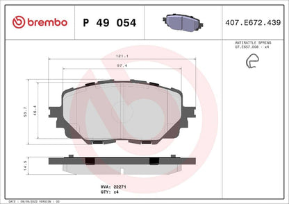 BREMBO P49054 Brembo P49054 Low-Met Front Disc Brake Pad Set MAZDA OE# N2Y33328ZA