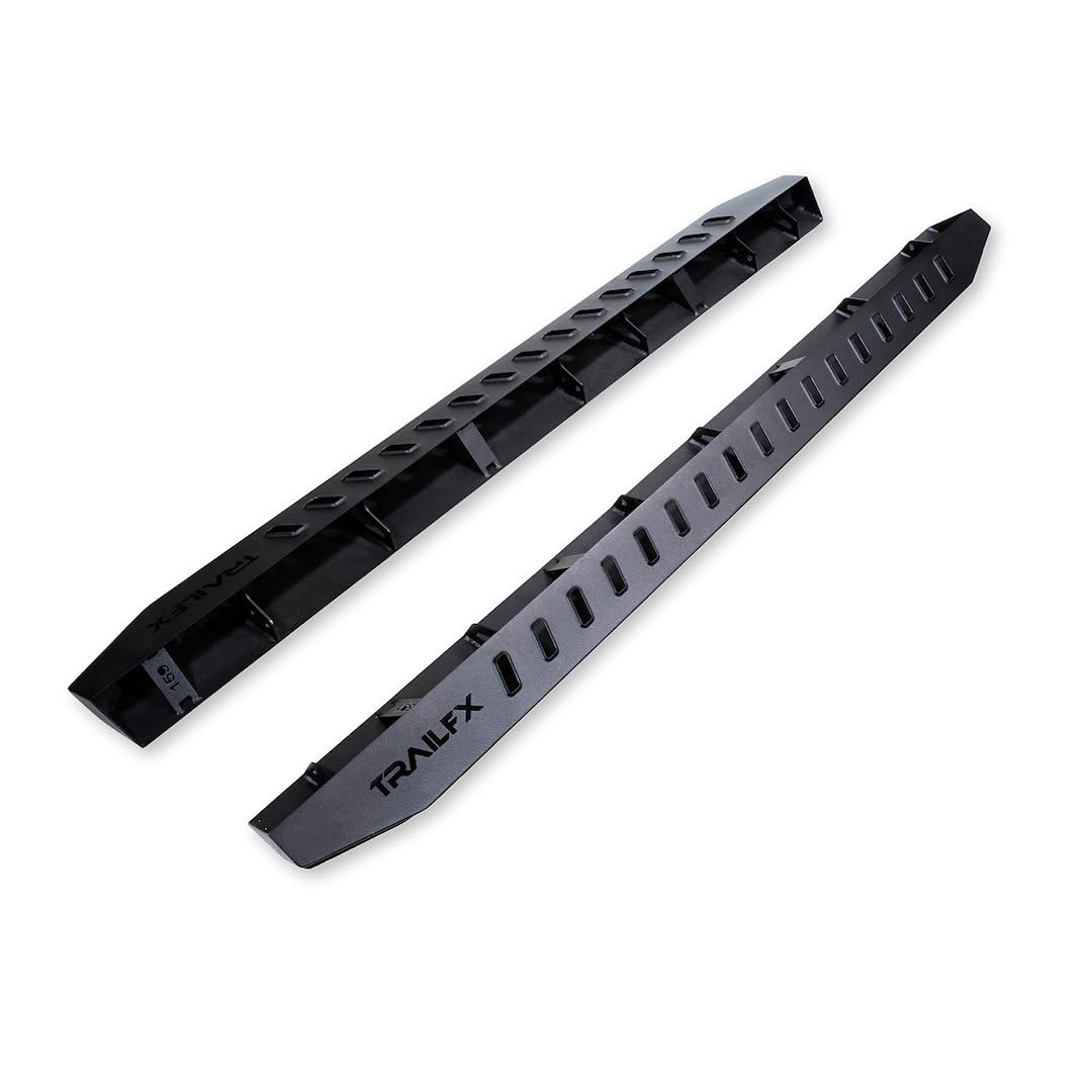 TRAILFX ORB010 TrailFX Overland Running Boards Fits 2005-2024 Nissan Frontier Crew Cab Powder Coated Matte Black Steel Tube Style Bolt-On Frame Mount Dual Step Areas Set of 2 TrailFX ORB010 Nerf Bars