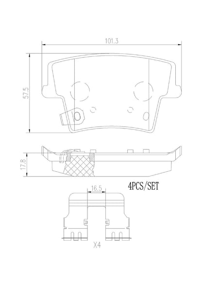 BREMBO P11040N Brembo P11040N Premium Ceramic Rear Disc Brake Pad Set CHRYSLER/DODGE OE# 05142560AB
