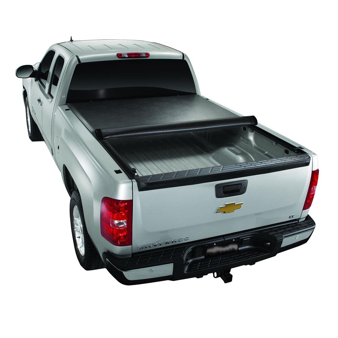 TRAILFX TFX1202 TrailFX Tonneau Cover Fits 2007 2013 Chevrolet Silverado 1500 and 2007 2013 GMC Sierra 1500 TrailFX TFX1202 Soft Roll Up Black Vinyl Aluminum Rails Lockable Tailgate Handle