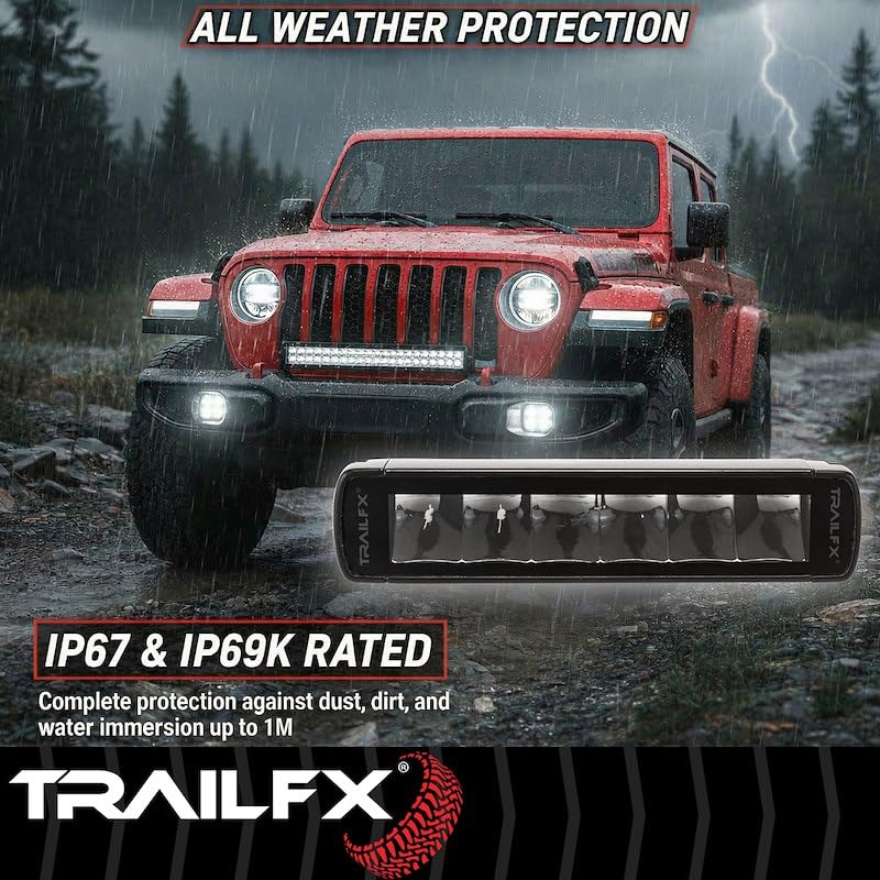 TRAILFX 6SRBKCM TrailFX 6SRBKCM Light Bar 6 Inch Single Row LED 30W Combo Spot and Flood 2520 Raw Lumens Black Aluminum Housing IP67 with Brackets and Installation Hardware