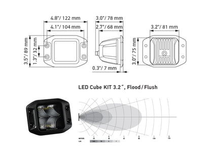 HELLA 358176831 Hella 1FA 358 176-831 LED Headlight Black Magic Cube Kit 3.2 Inch 12/24 V Mounting Cable 500 mm Connector German Plug Set