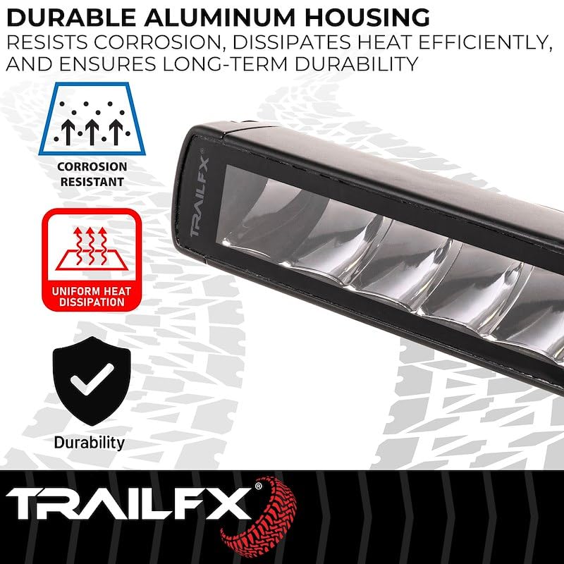 TRAILFX 6SRBKCM TrailFX 6SRBKCM Light Bar 6 Inch Single Row LED 30W Combo Spot and Flood 2520 Raw Lumens Black Aluminum Housing IP67 with Brackets and Installation Hardware