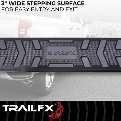 TRAILFX AL4008B TrailFX Nerf Bars for 2019-2025 Ram 1500 Quad Cab Titanium Black Powder Coated Aluminum 4-1/2 Inch Hexagonal Side Steps with Step Pads Rocker Panel Mount Set of 2 Running Boards