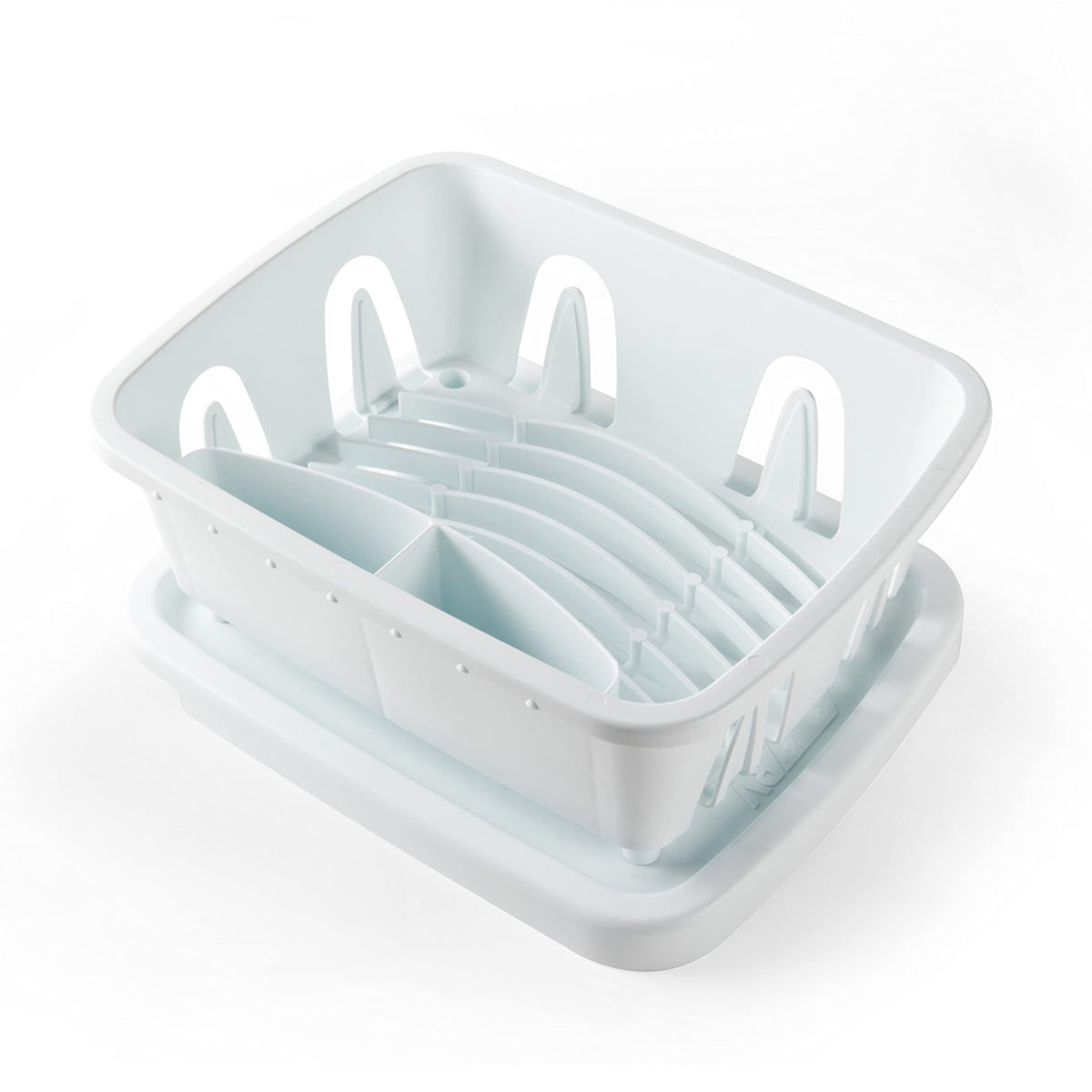 CAMCO 43511 Camco RV Mini Dish Drainer & Tray - Features a Sloped Drain Tray Design, Heavy-Duty Construction - Ideal for Small Spaces, Apartments, Boats, and More -9.5"L x 11.7"W x 4.75"H - White (43511)