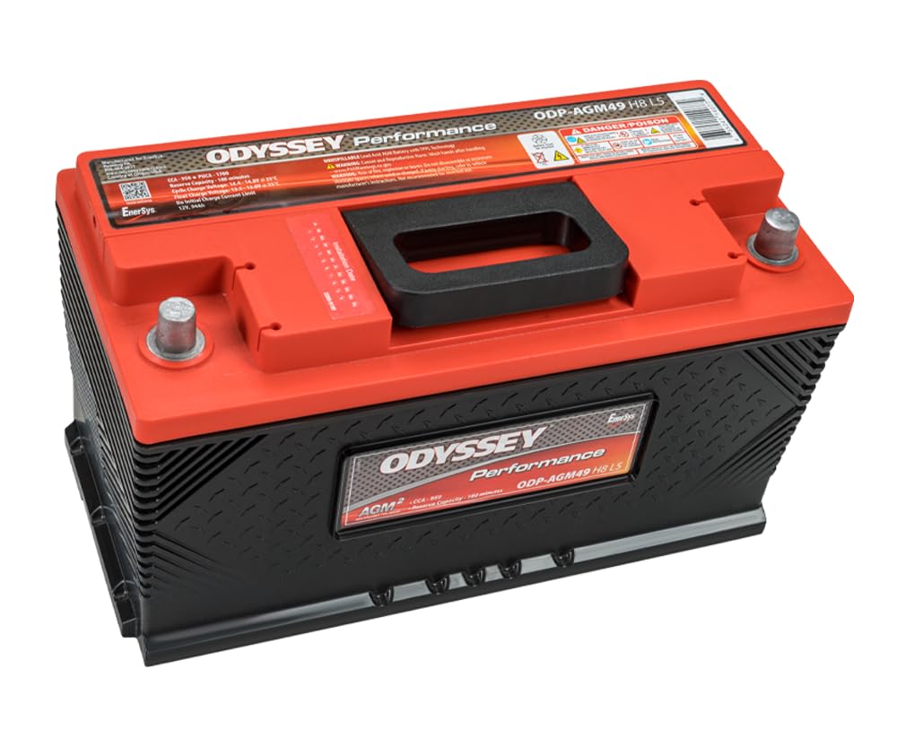 ODYSSEY BATTERY ODP-AGM49H8L5 Odyssey Battery, Performance Series, AGM, 12V, 950 Cold Cranking Amps, Top Post Terminals, 13.9 in L x 7.4 in H x 6.9 in W, Each