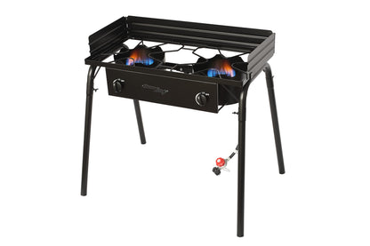 FLAME KING YSN-DB60K Flame King Outdoor Propane Double Dual Burner Stove 200K BTU Turkey Fryer/Camp Cooker, Portable with Stand Great for Backyard Cooking, Home Brewing & Canning