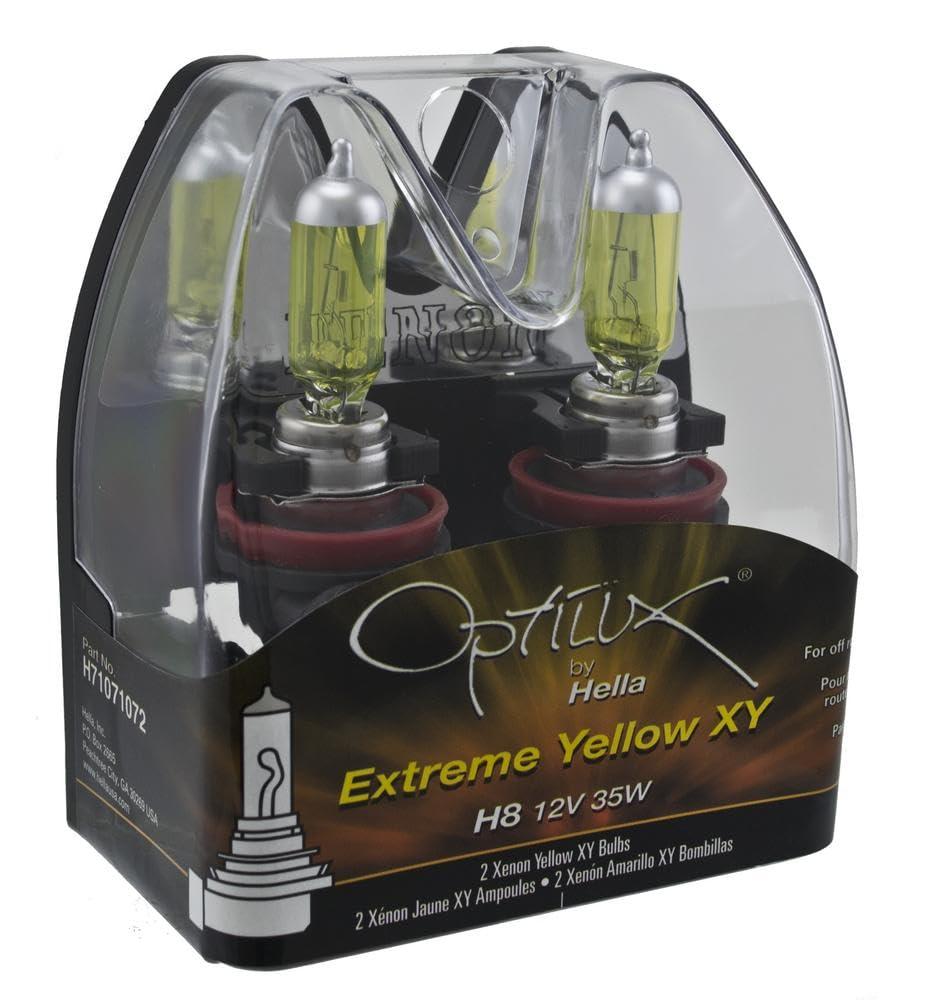 HELLA H71071072 HELLA H71071072 Optilux XY Series H8 Xenon Yellow Halogen Bulbs, 12V, 35W, 2 Pack