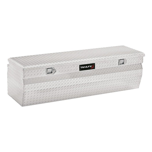 TRAILFX 150581 Trailfx Angled Chest Tool Box Single Lid with Struts Polished 16-Gauge Diamond Tread Aluminum 13.5 Cubic Foot 54 Inch Length x 19-7/8 Inch Width x 17-1/8 Inch Height Bright Finish 150581