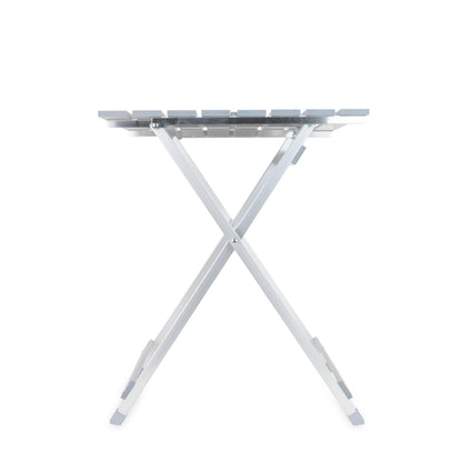 CAMCO 51891 Camco 19.5 by 20 by 24.25 Inch Large Durable Aluminum Fold Away Multi Use Outdoor Side Table for RVs, Campsites, Picnics, and Patios, Silver