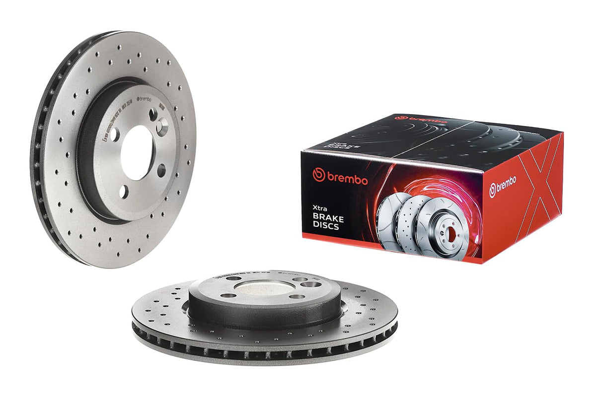 BREMBO 09A7611XC02 Brembo 09.A761.1X Xtra UV Coated vented drilled Front Brake Rotor MINI OE# 34116858651