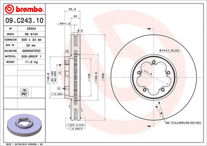 BREMBO 09C24310C02 Brembo Disc Brake Rotor 09.C243.10