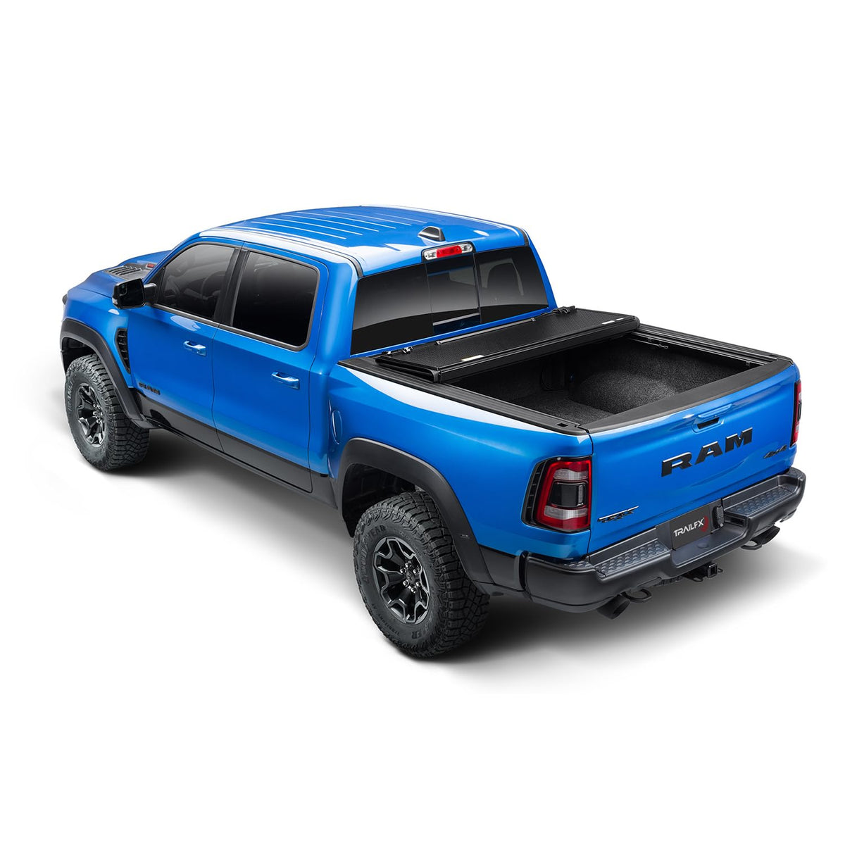TRAILFX TFX8011 TrailFX Hard Tri-Fold Truck Bed Tonneau Cover Fits 2019-2025 Ram 1500 6.5 Foot Bed No RamBox Gloss Black Aluminum Low Profile Lockable 3-Panel Folding Design TrailFX TFX8011 HF3