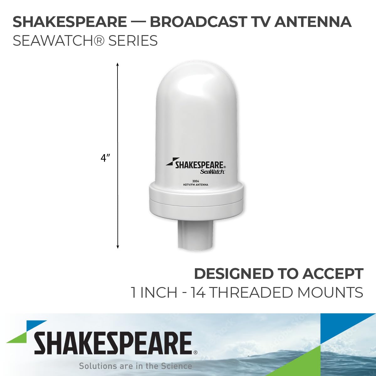 SHAKESPEARE 3004 Shakespeare SeaWatch® 4" Marine TV Antenna - 12VDC - 110VAC