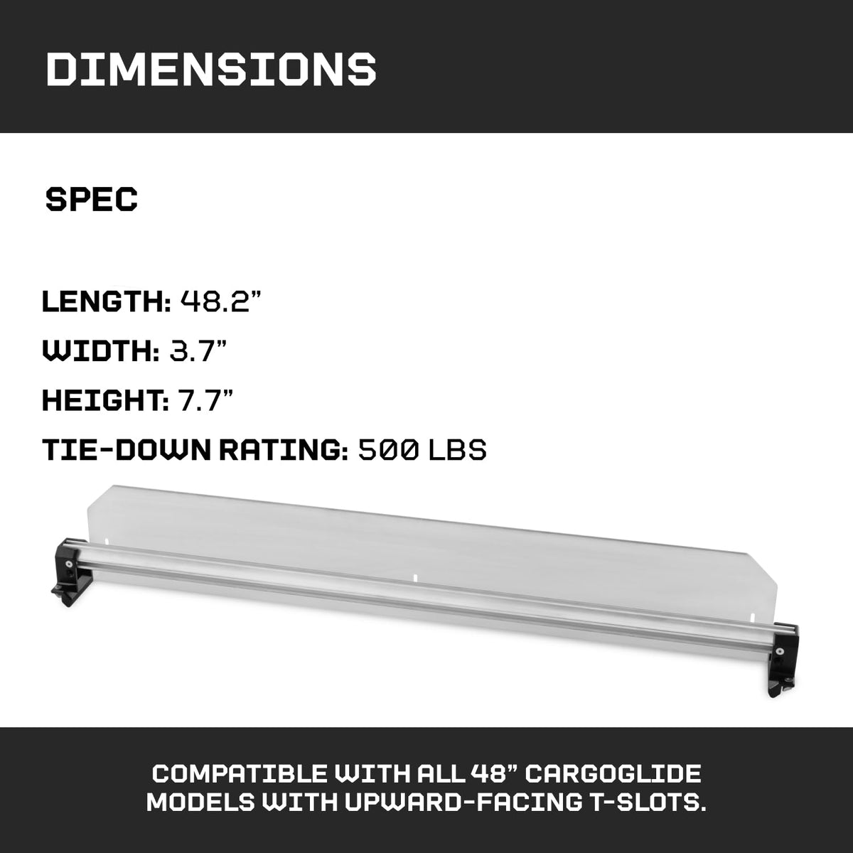 CARGOGLIDE C0060-DIV48-ALM Cross Bar & Tray Divider Kit for 48" CargoGlide | Includes 1 Tray Divider, 1 Cross Bar, 1 Footer Kit & 1 Hardware Kit | for Full-Size Truck Only