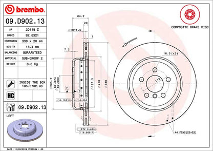 Brembo 09.D902.13 Composite two piece UV Coated vented Brake