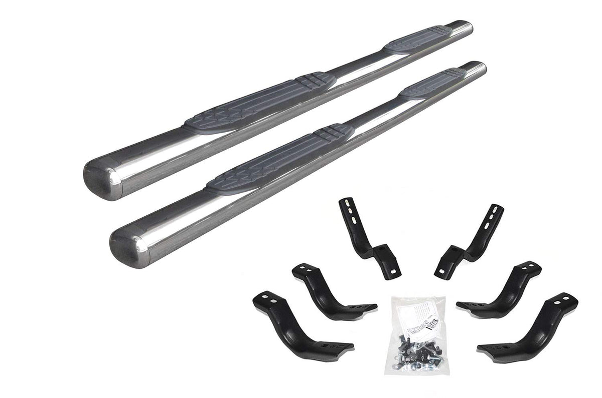 GO RHINO 104404780PS Go Rhino 4" Oval 1000 Series Sidesteps & Brackets | Stainless Steel, Polished | 104404780PS | Fits 2019-2025 Chevrolet Silverado & GMC Sierra Double Cab (See Description)