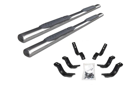 GO RHINO 104404780PS Go Rhino 4" Oval 1000 Series Sidesteps & Brackets | Stainless Steel, Polished | 104404780PS | Fits 2019-2025 Chevrolet Silverado & GMC Sierra Double Cab (See Description)