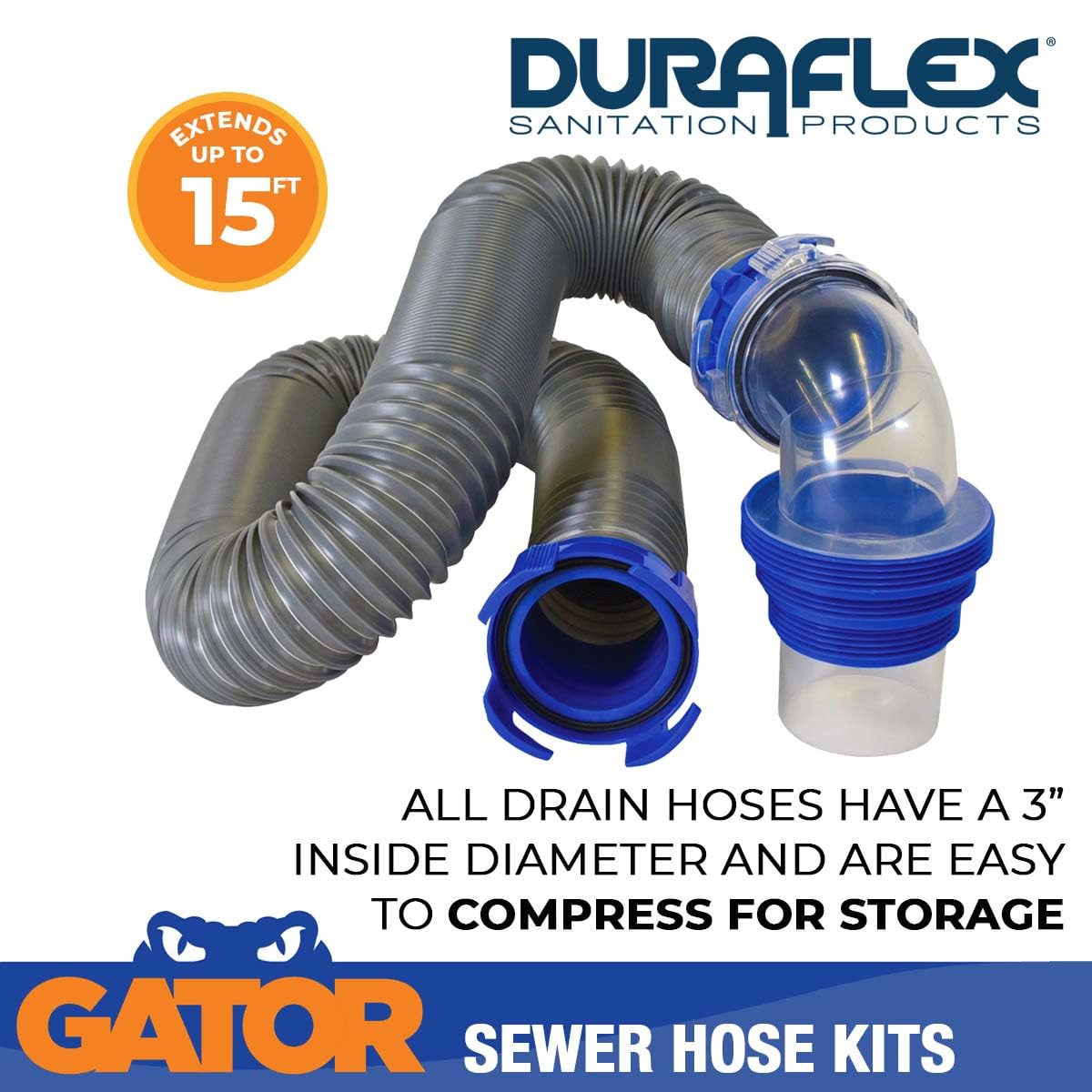 DURAFLEX 22003 Duraflex 22003 GATOR SEWER HOSE KIT 15' WIRE RIB