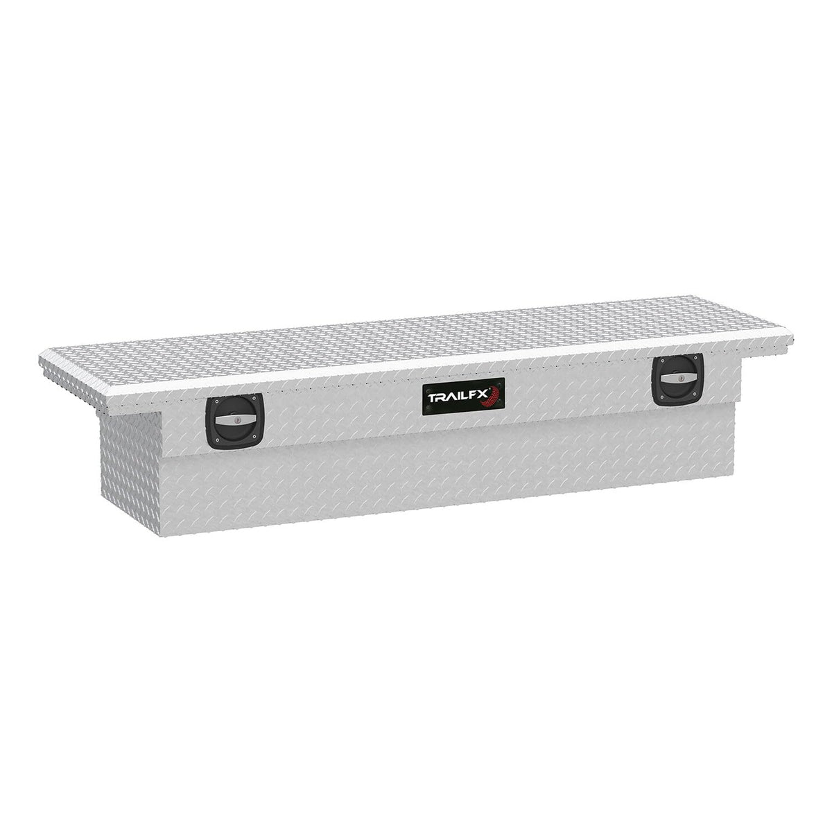 TRAILFX 120691C TrailFX Tool Box Fits 1987-2025 Ford F-150 Low Profile Crossover Single Lid Diamond Tread Bright Aluminum 69 Inch Wide 8.4 Cubic Foot Twist Handle TrailFX 120691C