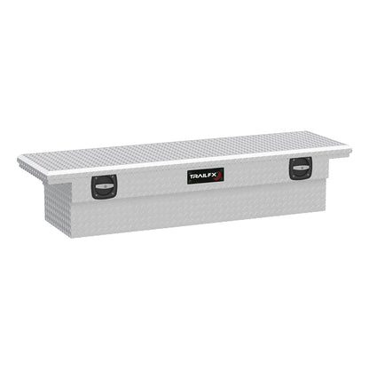 TRAILFX 120691C TrailFX Tool Box Fits 1987-2025 Ford F-150 Low Profile Crossover Single Lid Diamond Tread Bright Aluminum 69 Inch Wide 8.4 Cubic Foot Twist Handle TrailFX 120691C