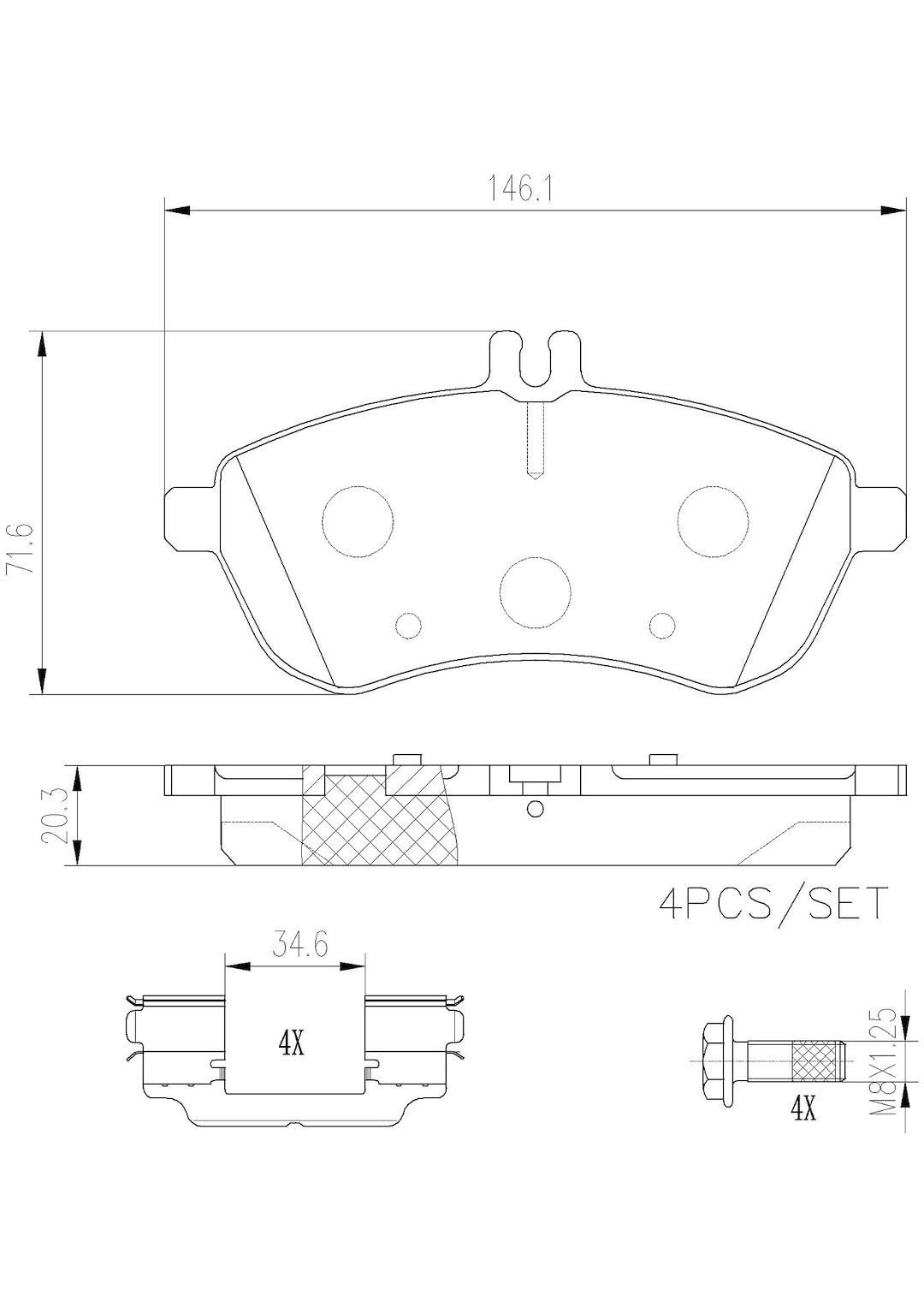 BREMBO P50067N Brembo P50067N Premium Ceramic Front Disc Brake Pad Set MERCEDES-BENZ/MERCEDES-BENZ (BBDC) OE# 0074205520