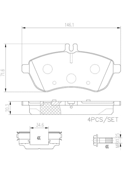 BREMBO P50067N Brembo P50067N Premium Ceramic Front Disc Brake Pad Set MERCEDES-BENZ/MERCEDES-BENZ (BBDC) OE# 0074205520