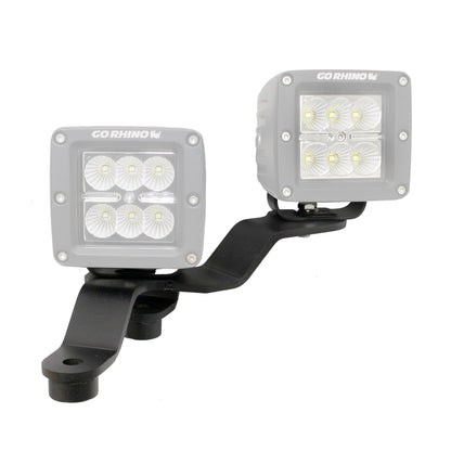GO RHINO 730231T Go Rhino XE Windshield Cowl LED Light Mounts for Dual 3x3 LED Cubes Offset | Mild Steel, Textured Black | 730231T | Fits 2018-2024 Jeep Wrangler JL/JLU; 20-24 Jeep Gladiator JT Excludes Mojave