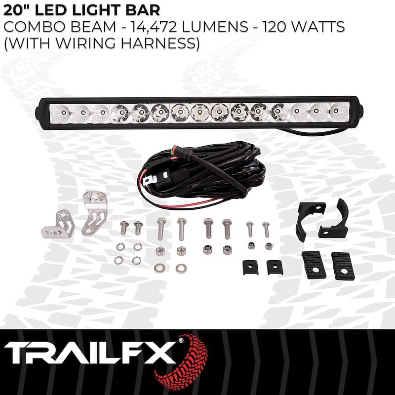 TRAILFX 20SRCM TrailFX Light Bar 20SRCM, LED, 20 Inch Length, 15 Clear 5 Watt Bulbs, 8 Degree Spot and 90 Degree Flood Combo Beam, Clear Polycarbonate Lens, 75 Watt Blubs Amp Draw 1.15 AMP At 12 Volts