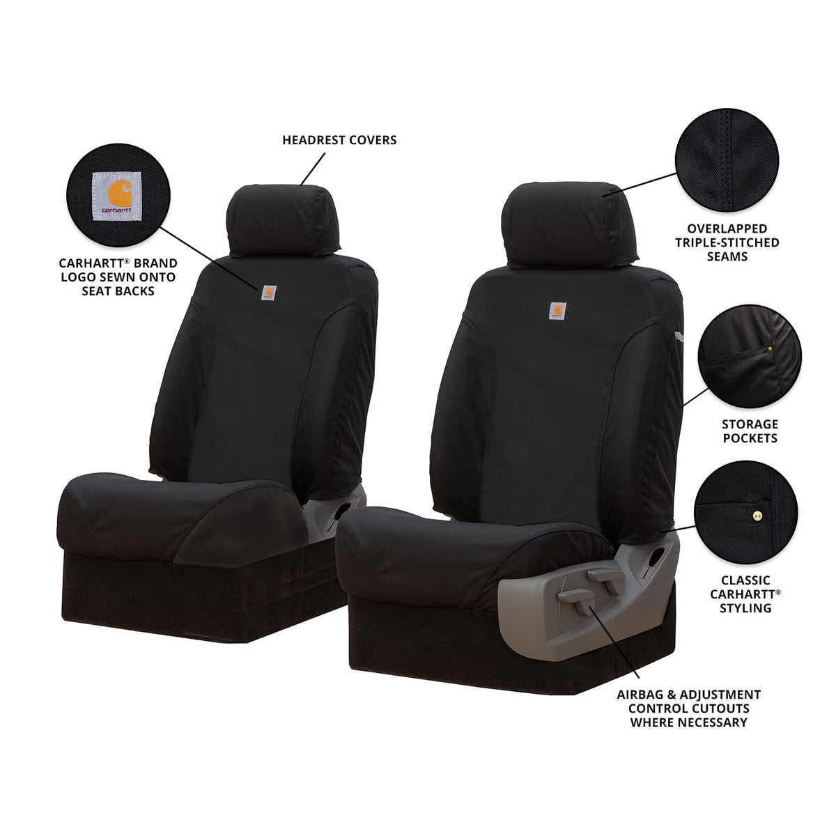 Covercraft SSC2517COBK Covercraft Carhartt Super Dux SeatSaver Custom Seat Covers – SSC2517COBK – 1st Row Bucket Seats – Compatible with Select Chevrolet Silverado/GMC Sierra 1500/2500/3500 Models – Black