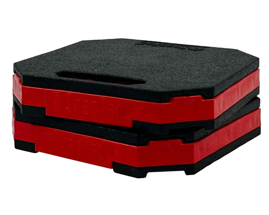 SNAPPAD STK2-RED SnapPad StakPad RV Leveling Blocks – Precise Fit for Class A, B & C Motorhomes, Fifth Wheels, Travel Trailers & More – 12x12” – Bigger Surface Area, More Stability – Pack of 2 - Red