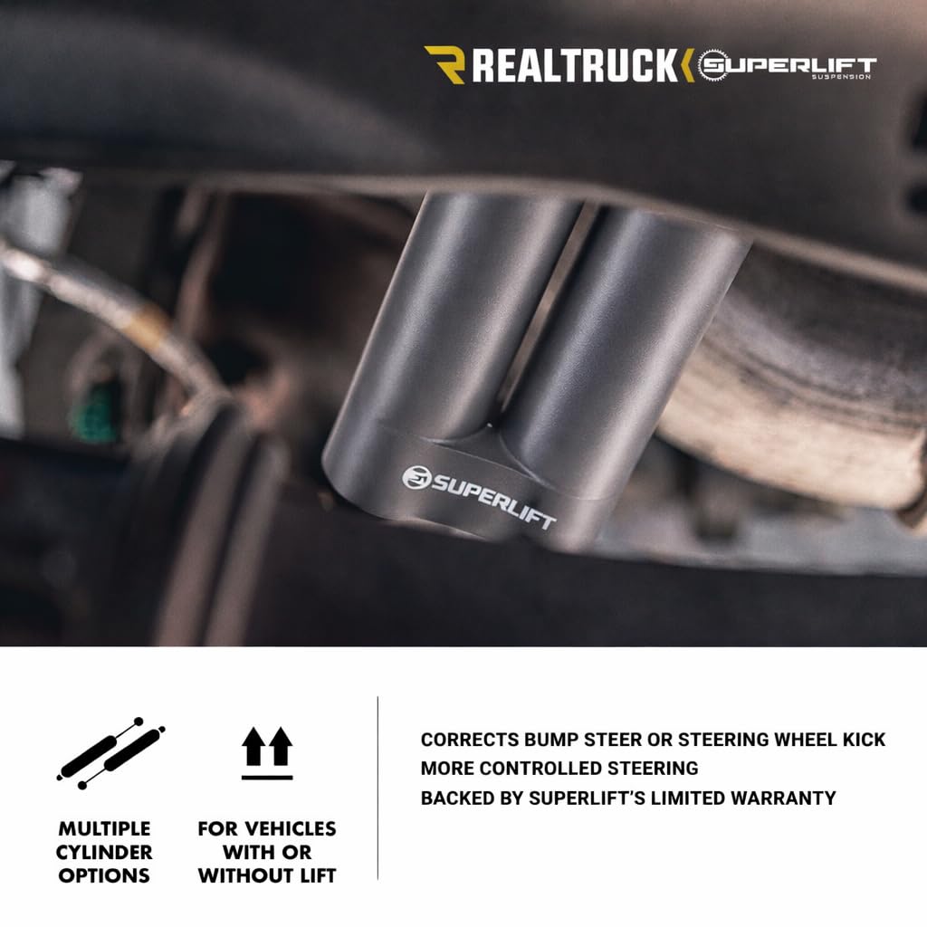 SUPERLIFT 92741 RealTruck SUPERLIFT SUSPENSION Dual Steering Stabilizer Kit for Ford F-250/F-350 | Shadow Series Cylinders | 92741 | Fits 2005-2022 Ford F-250 / F-350 with No Lift to Any Lift Height