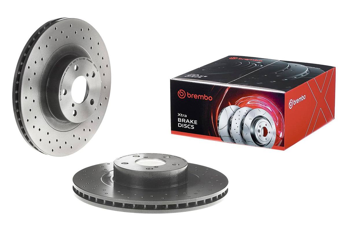 BREMBO 0990771XC02 Brembo 09.9077.1X Xtra UV Coated vented drilled Front Brake Rotor SUBARU OE# 26300AE060