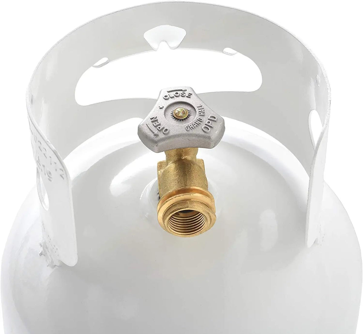FLAME KING YSN10LB Flame King 10LB Steel Propane Tank Cylinder with Type 1 Overflow Protection Device Valve, Great for Camping, Fire Pits, Heaters, Grills, Overlanding, White