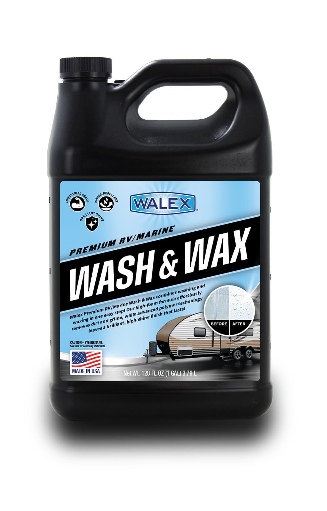 WALEX WALWW1G Walex Premium Wash & Wax - All-in-One High Foaming Formula - Cleans, Protects, and Adds brilliant shine to RV/Marine/Trailer/Auto surfaces - Cherry Fragrance, 1-Gallon