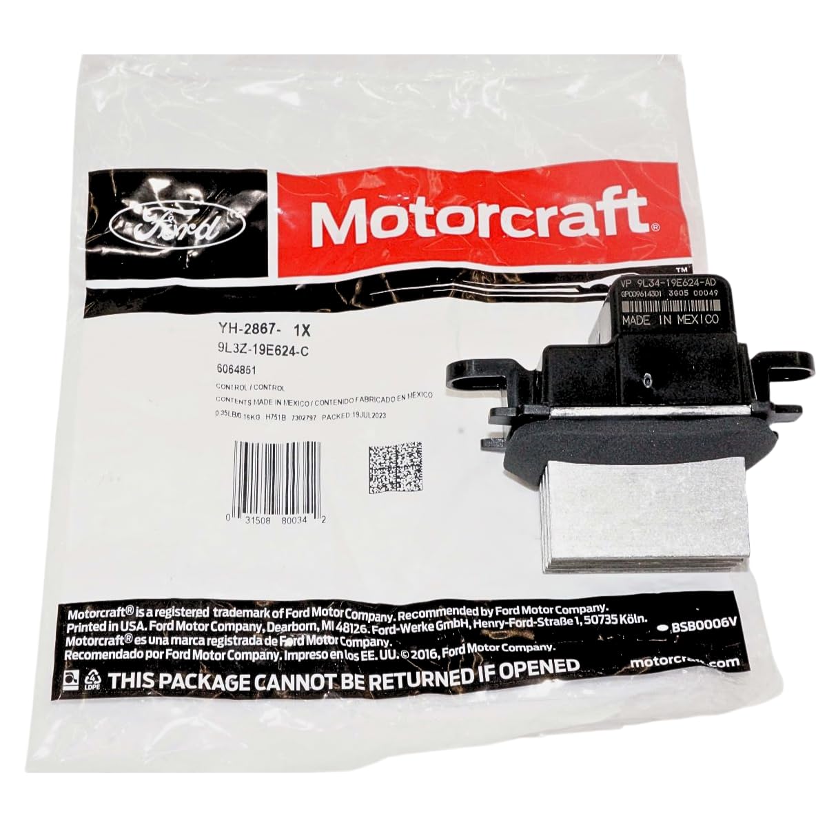Motorcraft YH2867 HVAC Blower Motor Resistor (Superseded From