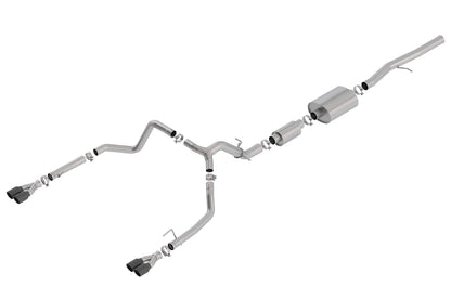BORLA 140774BC BORLA 140774BC Cat-Back Perf. Exh. Sys. for 2019-2023 Chevrolet Silverado 1500 V8 & GMC Sierra 1500 5.3L V8 S-Type Sound Dual Split Rear Exit Dual 3.5" Round Black Chrome Tips Each Side