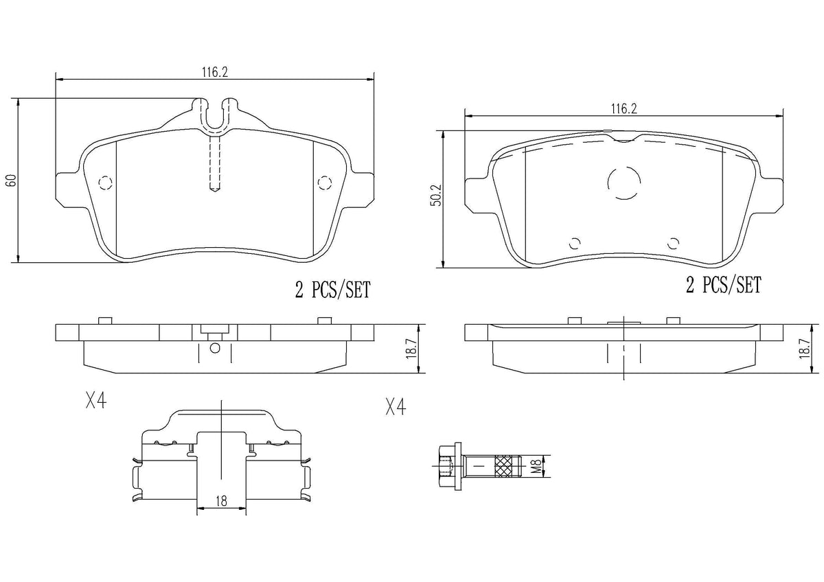 BREMBO P50100N Brembo P50100N Premium Ceramic Rear Disc Brake Pad Set MERCEDES-BENZ OE# A0074208220