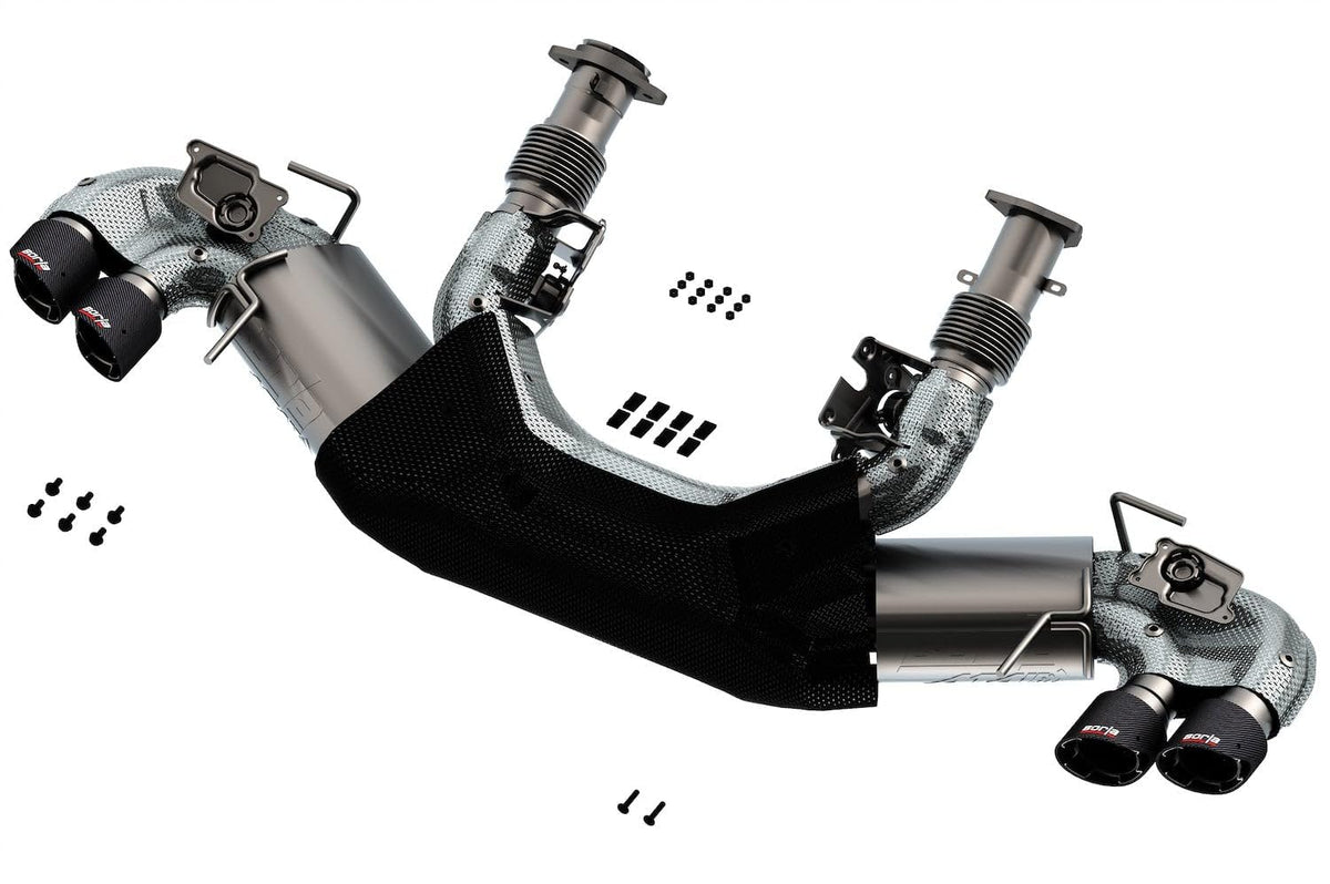 BORLA 140839CF Borla 2020 Chevrolet Corvette C8 6.2L ATAK 3in Exhaust System Dual Round Angle Cut Carbon Fiber Tips - 140839CF