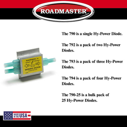 ROADMASTER 793 Roadmaster 793 Pack of 3 Hy-Power Diodes Compatible with RVs & Flat Towed Vehicles | Prevents Cross-Wiring Between Towed Vehicle & Motorhome Lights | Ensures Safe, Dependable Operation | Built to Last