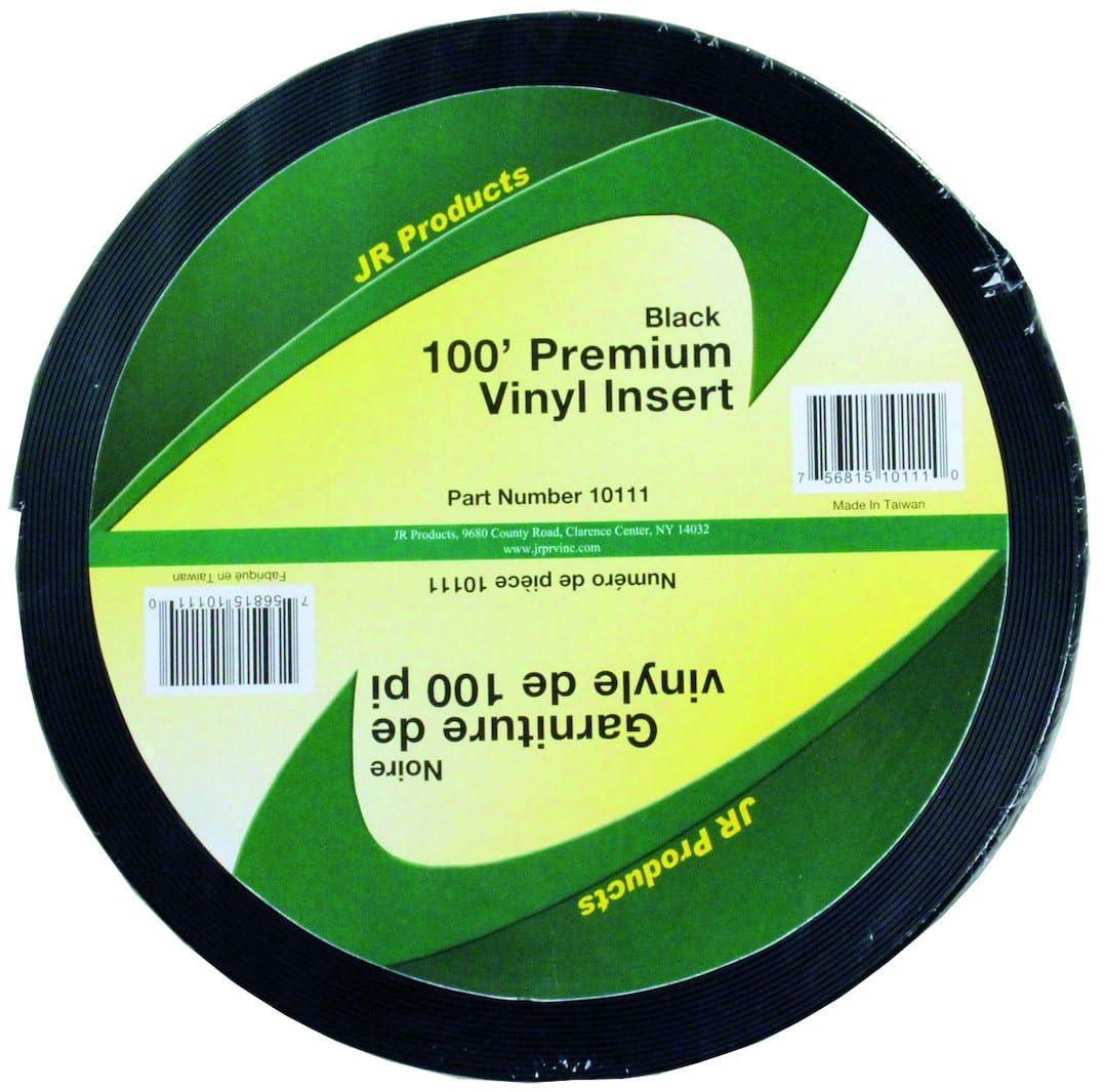 JR PRODUCTS 10111 JR Products 10111 Premium Vinyl Insert - Black, 1" x 100'
