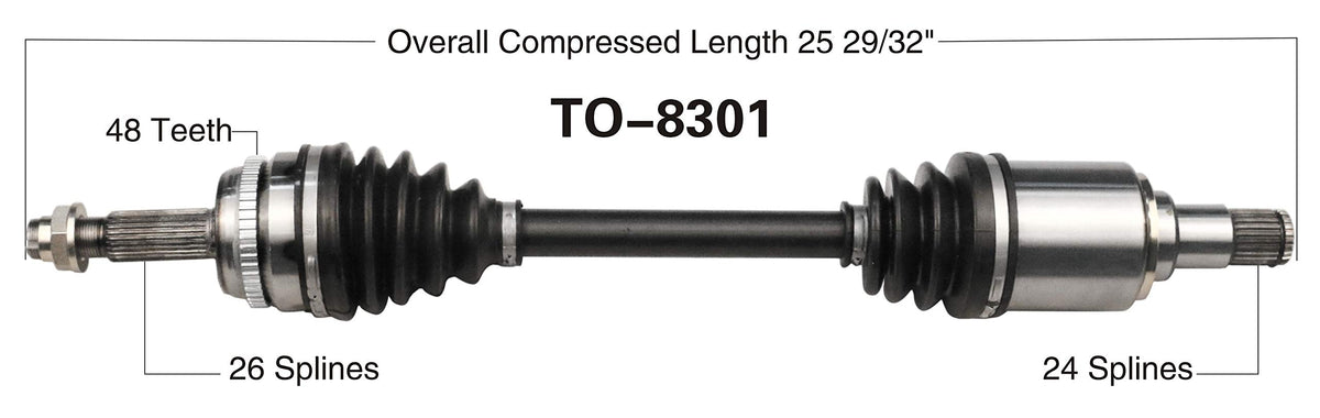 TRAKMOTIVE TO-8301 Trakmotive TO-8301 NEW CV AXLE