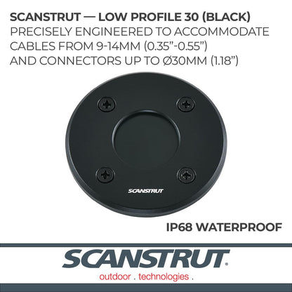 SCANSTRUT DS-LP-30-BLK Scanstrut DS-LP-30-BLK IP68 Low-Profile Cable Seal - Fits Cables 9-14mm (0.35"-0.55") & Connectors Ø30mm (1.18"), Black Aluminum