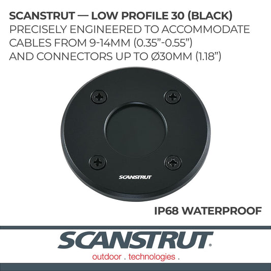 SCANSTRUT DS-LP-30-BLK Scanstrut DS-LP-30-BLK IP68 Low-Profile Cable Seal - Fits Cables 9-14mm (0.35"-0.55") & Connectors Ø30mm (1.18"), Black Aluminum